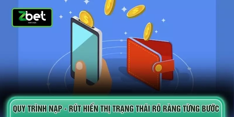 Nạp - Rút Với 3 Bước Chuẩn Xác Giúp Giao Dịch Mượt Tại ZBET 2 Quy trình Nạp - Rút hiển thị trạng thái rõ ràng từng bước